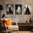 thumbnail image 3 of Halloween Decorations Indoor Wall Decor: 3 pcs Large Scary Witch Ghost Black Cat Canvas Poster, Classic Horror-themed Halloween Wall Art, Goth Dark Moody Paintings for Living Room Bedroom,, 3 of 6