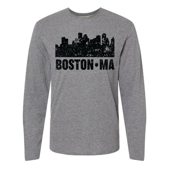 Inktastic Boston Massachusetts City Skyline with Grunge Long Sleeve T-Shirt