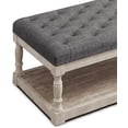 thumbnail image 5 of Cuzobro Ottoman Coffee Table, Large Rectangle Ottoman with Storage - Upholstered Cushioned Bench for Living Room, Tufted Linen Fabric with Solid Wood Shelf, Entryway Bench(Dark Gray), 5 of 8