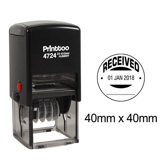 Printtoo Office Stationery Dater Stamp With Received Text Date Round Self Inking Rubber Stamp-Black