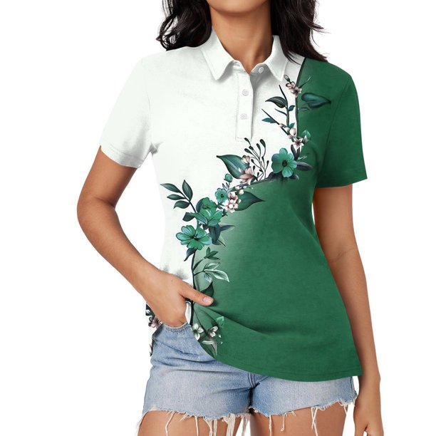 Fiudx Ofertas Flash Artículos En Oferta Blusa con Botones y Cuello Vuelto de Manga Corta con Estampado Cómodo E Informal para Mujer a La Moda
