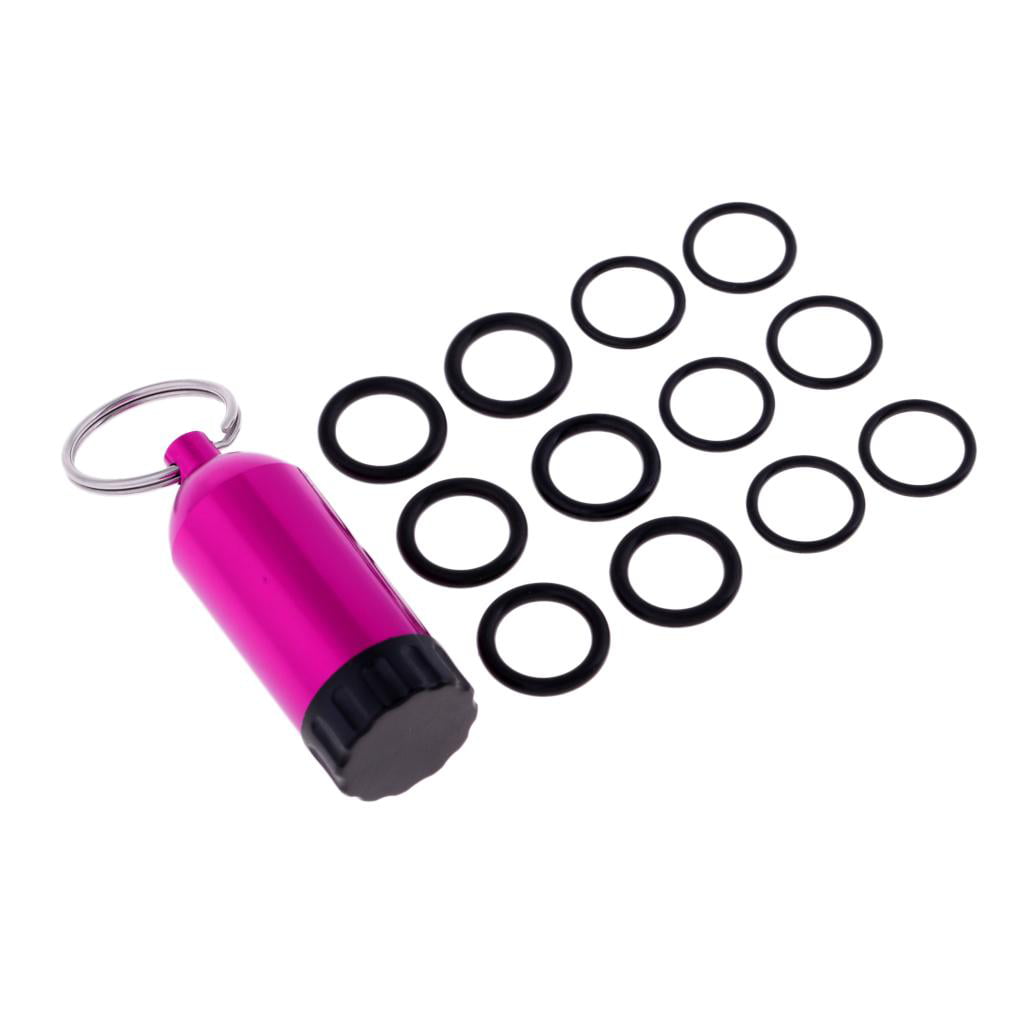 key ring Mini tank with 12 2nd stage to cylinder valve O rings and brass pick 
