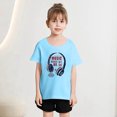 thumbnail image 2 of Chemises pour Filles Mignonnes Mode Imprimée Col Rond Manches Courtes Tee Été Décontracté Ample Hauts pour Filles, Tees Bleu 12 Ans-14 Ans, 2 of 5