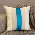thumbnail image 2 of The HomeCentric Decorative Blue Pack of 2, 16"x16" (40x40 cm) Throw Pillow Covers, Velvet & Linen Patchwork Throw Pillows For Sofa, Striped Pattern Modern Style Easter - Velvet Band Turquoise, 2 of 10