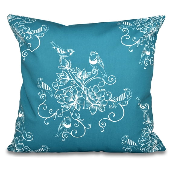 E by Design Botanical Blooms Morning Birds Decorative Pillow
