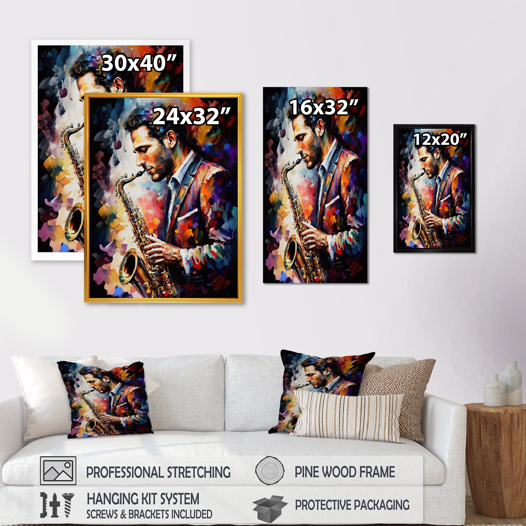 Designart Saxophone Player On Stage II Canvas Wall Art