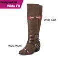 thumbnail image 3 of Love Steetly Women's Extra Wide Calf Knee High Boots, Multi Strap Buckle Western Boots, Round Toe Chunky Block Heel Side Zipper Tall Boots., 3 of 7