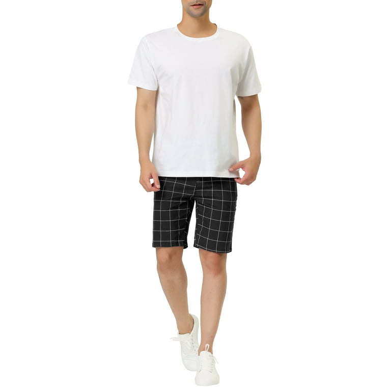 Mens long shop plaid shorts