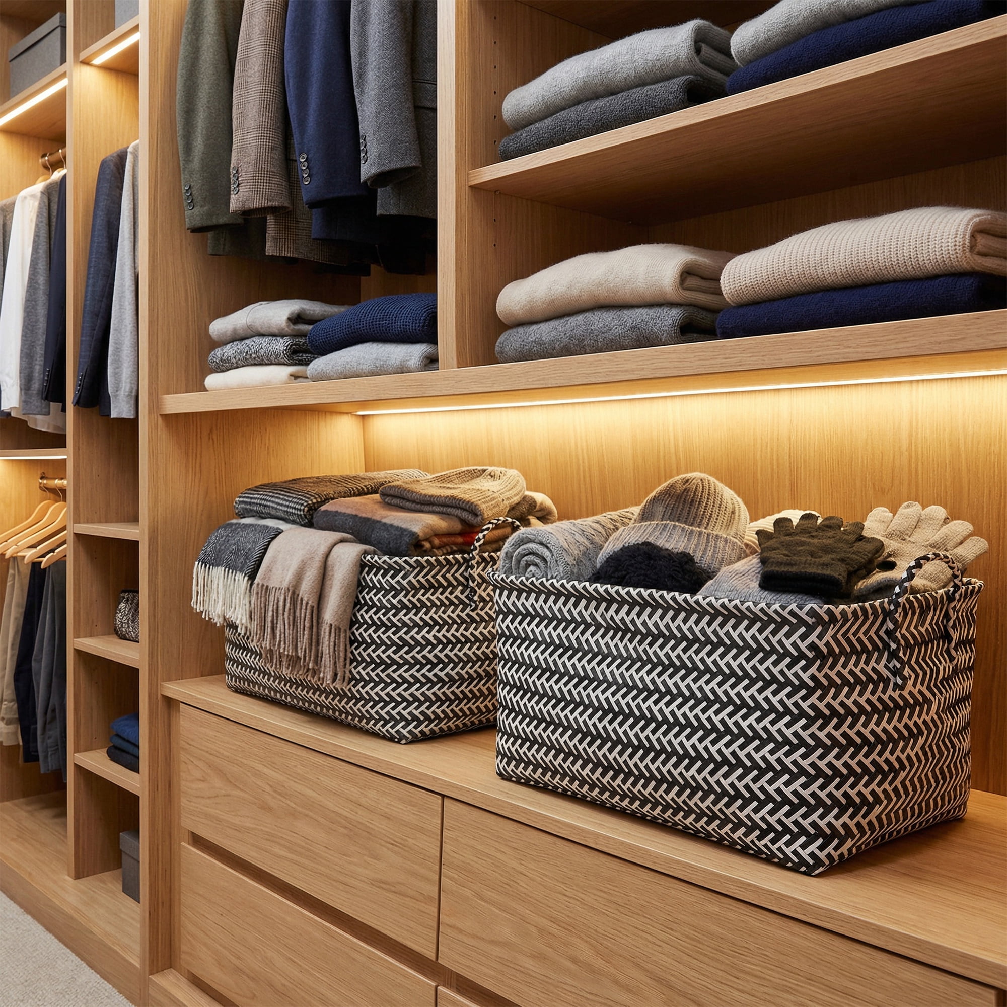 Unique Bargains Wicker Shelf Closet Storage Bin for Blankets Black 17.7" x 13.8" x 9.8"