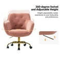 thumbnail image 5 of Tina's Home Velvet Tufted Office Chair Upholstered Swivel Modern Adjustable Armchair Metal Base Home Bedroom Pink, 5 of 7