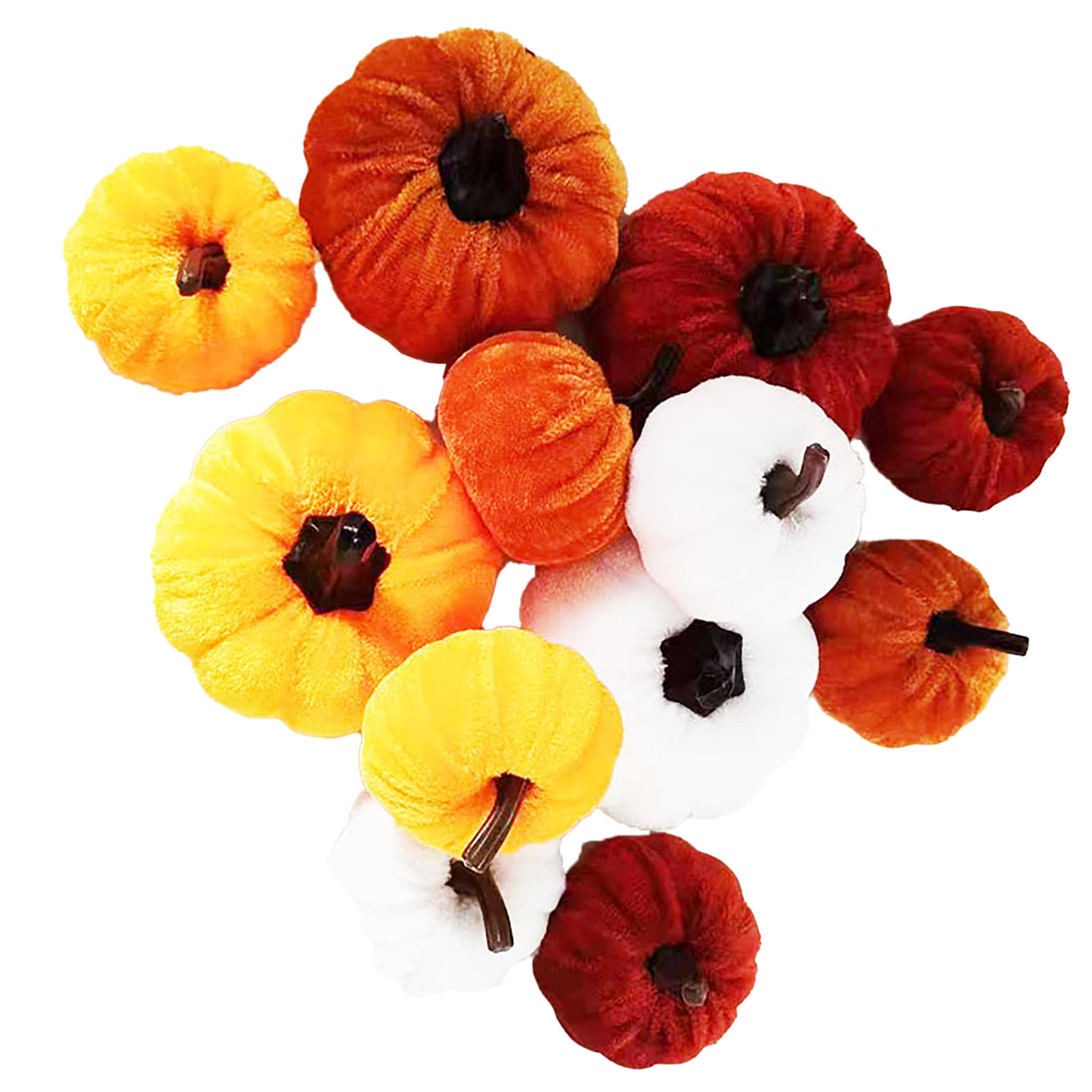 16 Citrouilles Velours Orange à Suspendre – Déco Automne, Thanksgiving, Halloween (5,6 Cm)
