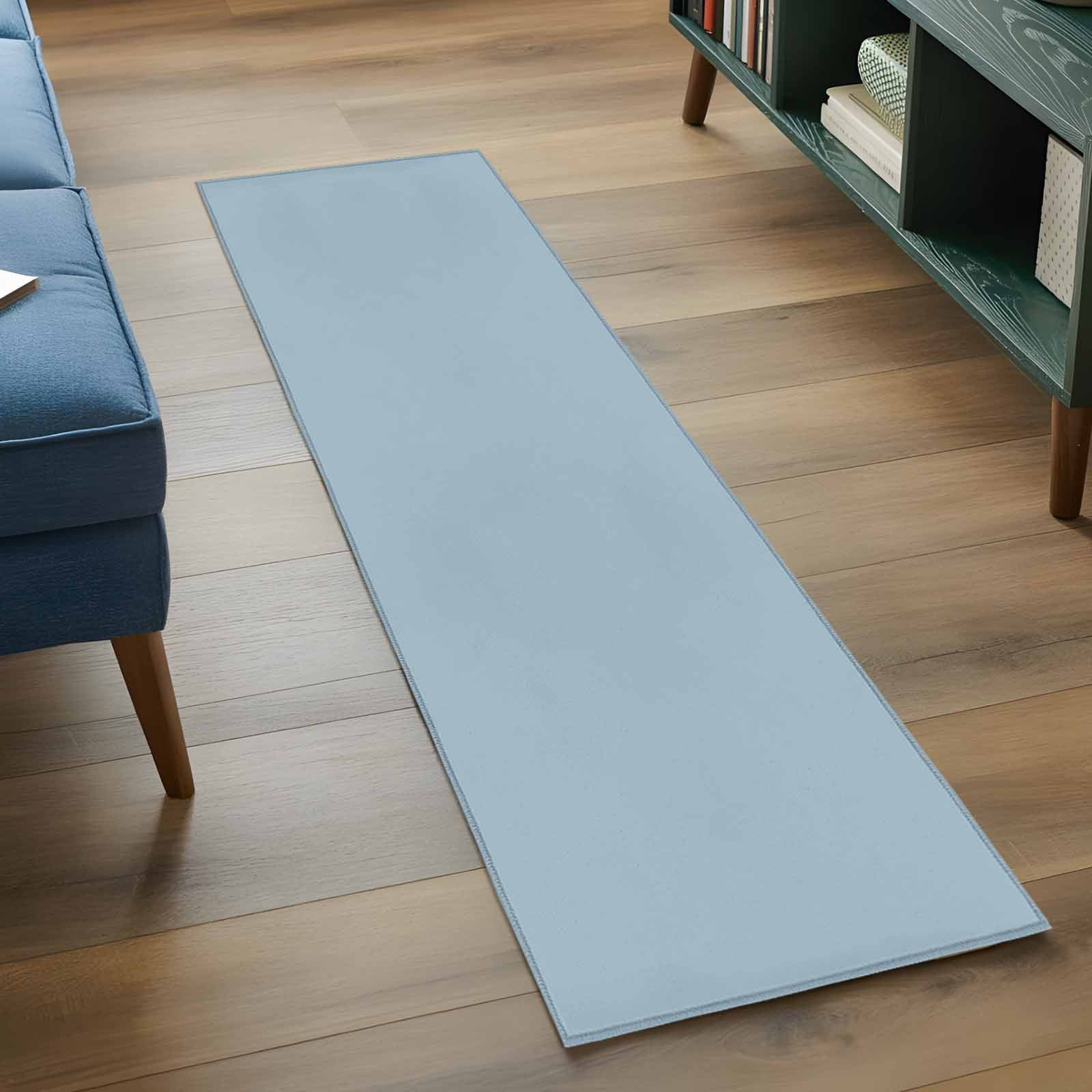 Sky Blue Runner Rug 2x6 FT, Non Slip Hallway Carpet, Modern Pure Winter Sky Blue Washable Soft Floor Carpet Non-Shedding Throw Runner Carpet Long Rug for Entryway Kitchen Bedside Sliding Door