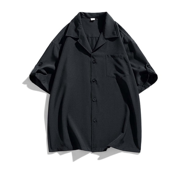 pstuiky Camisas de vestir de manga corta para hombre, Sudadera con capucha de manga corta para hombre, estilo casual, holgada, con botones y manga corta ropa de hombre xxxl