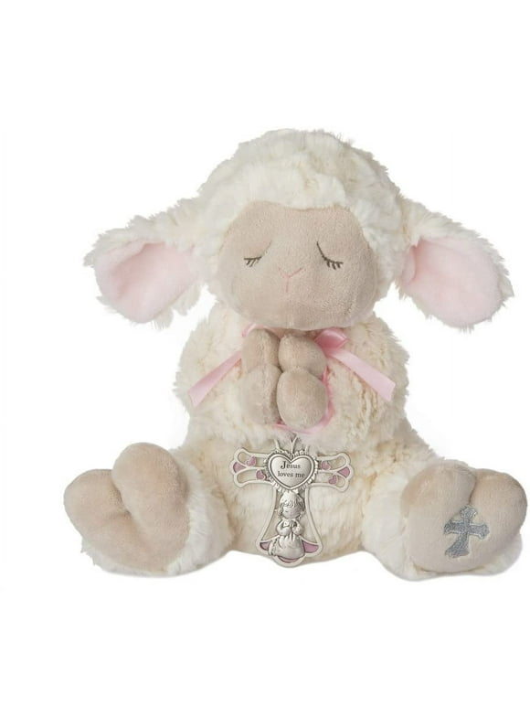 Ganz Serenity Lamb With Crib Cross Christening or Baptism Gift (Pink (Girl))