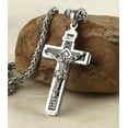 thumbnail image 5 of HZMAN Catholic Jesus Christ on INRI Cross Crucifix Gold Silver Tone stainless steel Pendant Necklace 22+2 Chain (Silver), 5 of 7