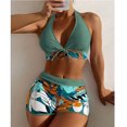 thumbnail image 3 of Swimsuit, Print Pattern Bikini Halter Neck  for Pool White,Black,Light Green,OD Green,Dark Green, 3 of 5