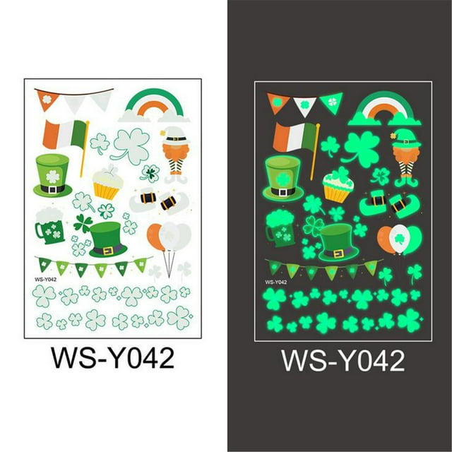 Agiferg St. Patrick's Day Tattoo Sticker Luminous Fluorescent Colourful Irish Festival