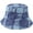 Blue, variant on Women's Plaid Print Raw Trim Denim Bucket Hats Outdoor Fishing Caps