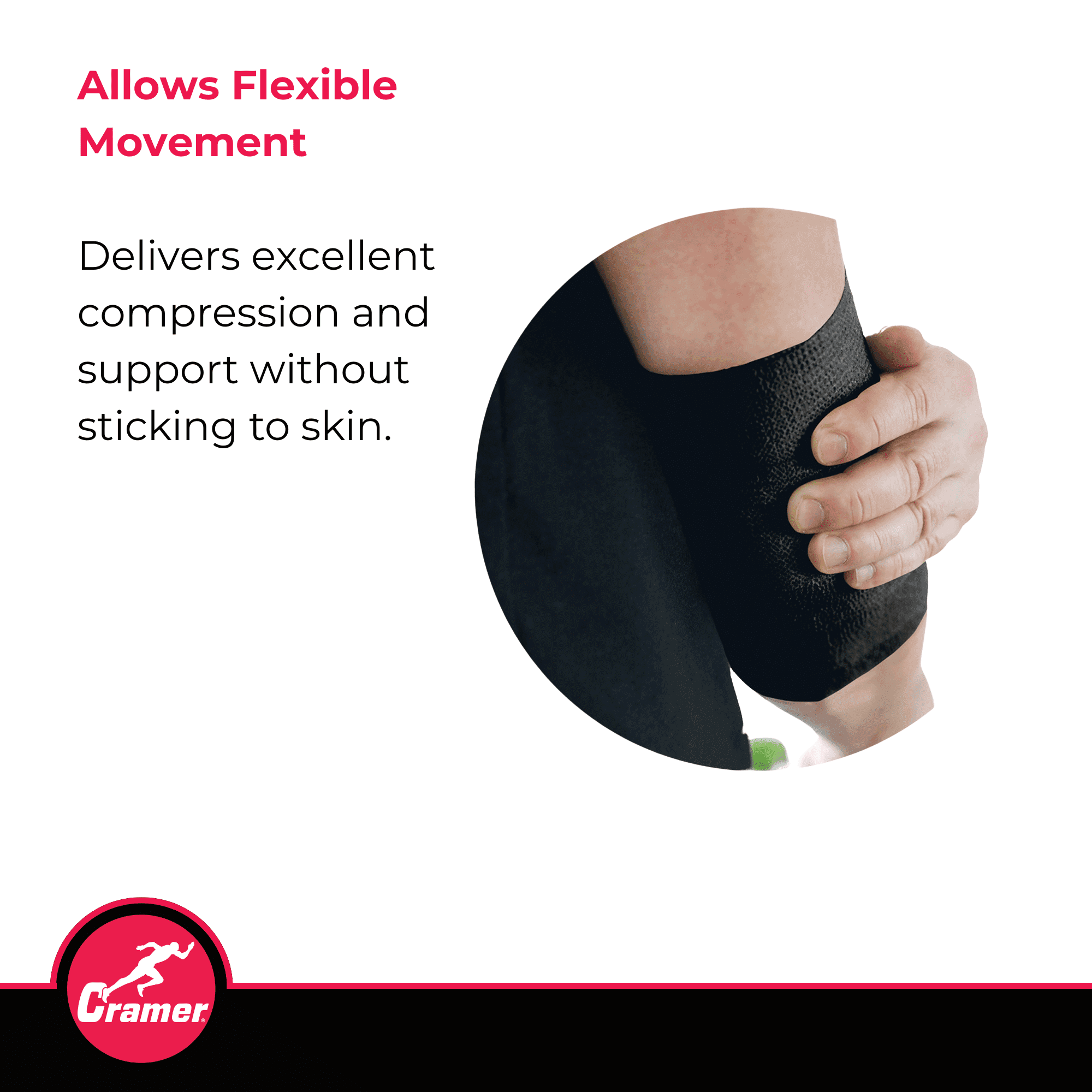 Cramer Eco-Flex Multi-Purpose Sport Tape - Stretch Tape and Easy Tear, Black, 16 Rolls