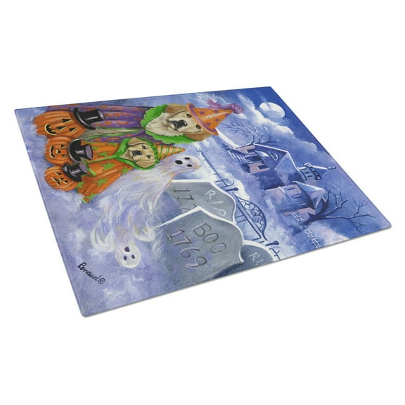 Carolines Treasures PPP3102LCB Golden Retriever Halloween Glass Cutting Board Large, 12H x 16W, multicolor
