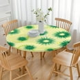 thumbnail image 3 of Green Yellow Dandelion Pattern Round Fitted Tablecloth with Elastic Edge,Dining Table Cover Waterproof,Outdoor Round Tablecloth for Camping,Dining,Indoor and Outdoor, 3 of 7