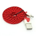 thumbnail image 2 of Red Braided USB Cable Rapid Charger Sync Power Wire Tangle Free Flat Cord 53 for Samsung Galaxy S7 Active, Sol Tab 3 10.1 GT-P5210 7.0 8.0 4 10.1 SM-T530 7.0 8.0 A 8.0 9.7 Active S 10.5 SM-T800, 2 of 3
