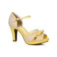 thumbnail image 2 of Bp401-Sue, Womens 4" Two Toned Peep Toe Sandal With Bow, 2 of 2