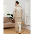 thumbnail image 4 of Mens Silk Pajamas Set Long Sleeve Satin Pajamas Set for Men 2 Piece Mens Button Down Pajamas Set with Long Pants Mens Silk Loungewear Sets with Pockets, S-XXL, 4 of 13