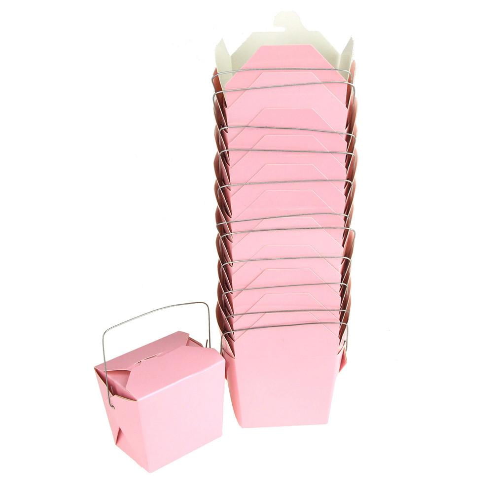Take Out Boxes with Wire Handle, 21/2Inch, 12Piece, Pink