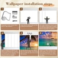 thumbnail image 5 of Wallpaper Seascape Sunset Palm Coconut Tree Modern Palm Tree Peel and Stick Wall Murals 69"H x 96"W Removable PVC Wall Paper Self-Adhesive Wall Paintings Art Decor for Bedroom Living Room, 5 of 7