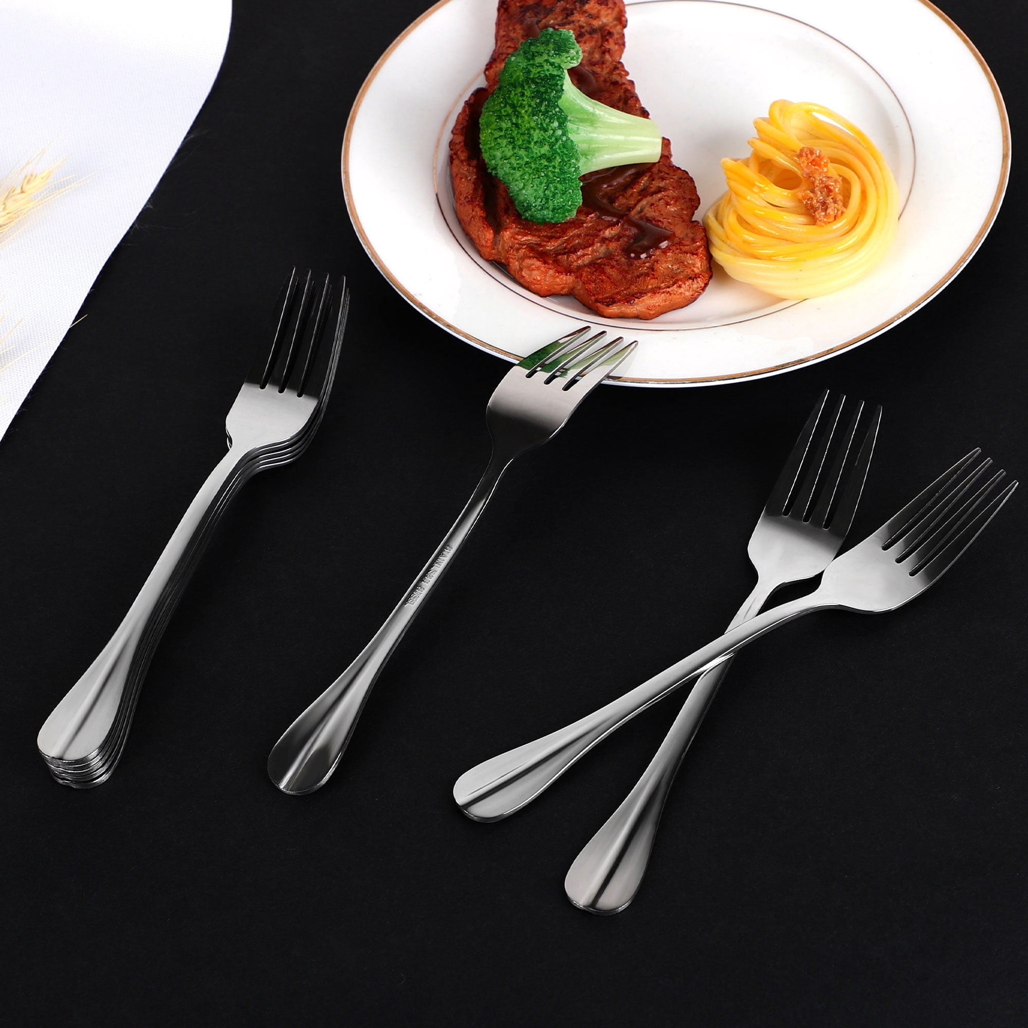 Unique Bargains Restaurant Dinner Fork Metal Serving Tableware 7" Long 8-Piece Silver