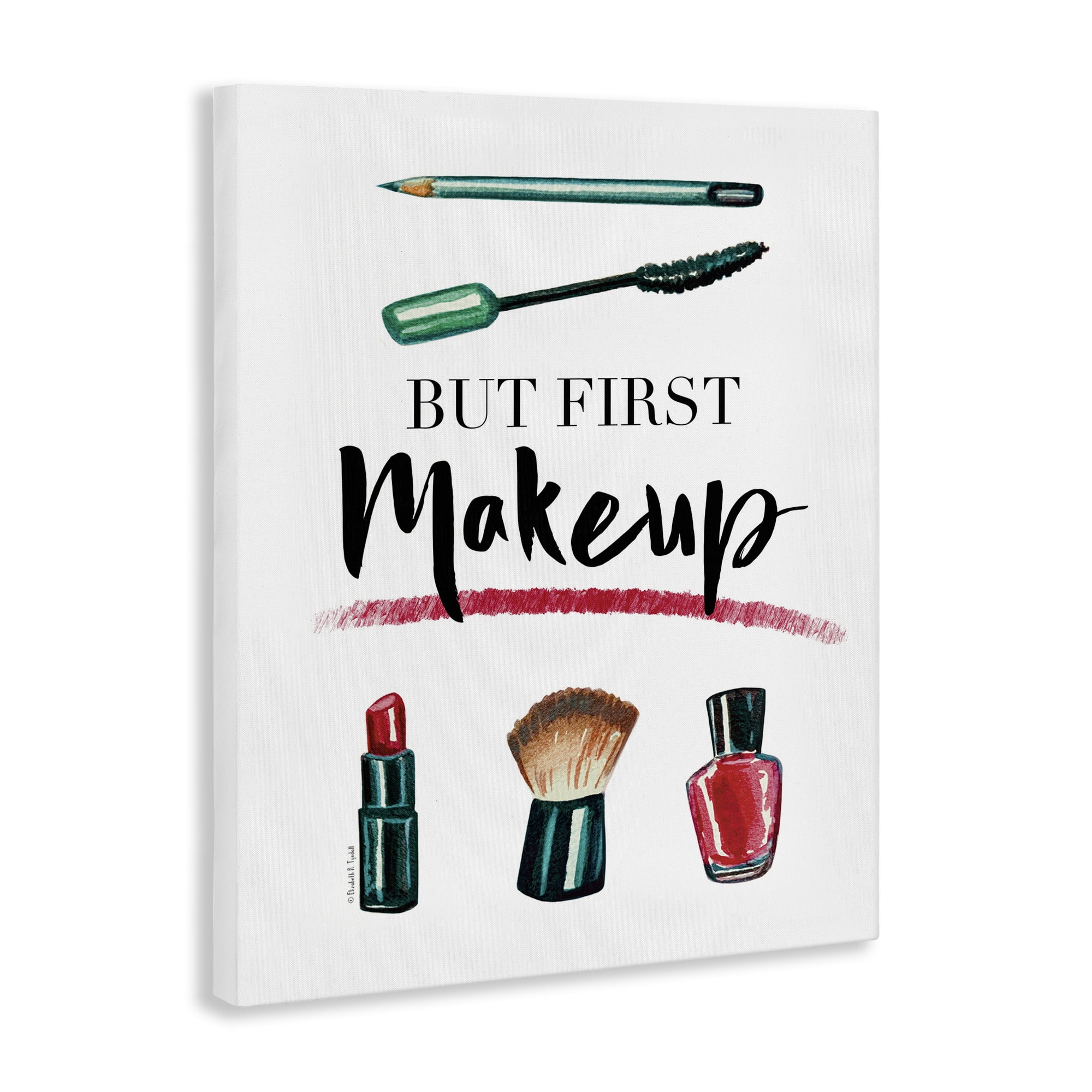 Stupell Industries But First Makeup Beauty & Fashion Painting Gallery Wrapped Canvas Art Print Wall Art, 16 x 20