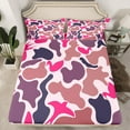 thumbnail image 2 of Feelyou Kawaii Pink Camouflage Queen Sheet Sets, Camo Abstract Ombre Flat Sheet, Vintage Fashion Style Queen Fitted Sheet, Lightweight Room Decor, 4pcs, 2 of 7