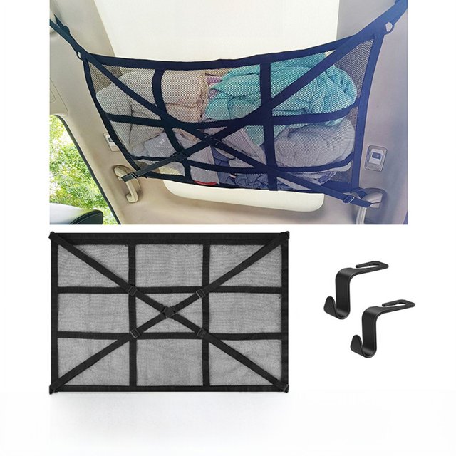 Bolsa de almacenamiento para automóvil, carrito de equipaje suspendido ajustable, bolsa de red de almacenamiento para techo interior, bolsa de red de almacenamiento para suministros de automóvil