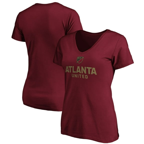 Women's Red Atlanta United FC Shielded Logo V-Neck T-Shirt