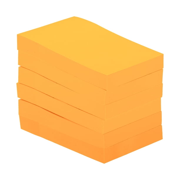 Notas adhesivas fluorescentes Uxcell de 3" x 2", blocs de notas autoadhesivos de 100 hojas/pad, naranja, paquete de 6