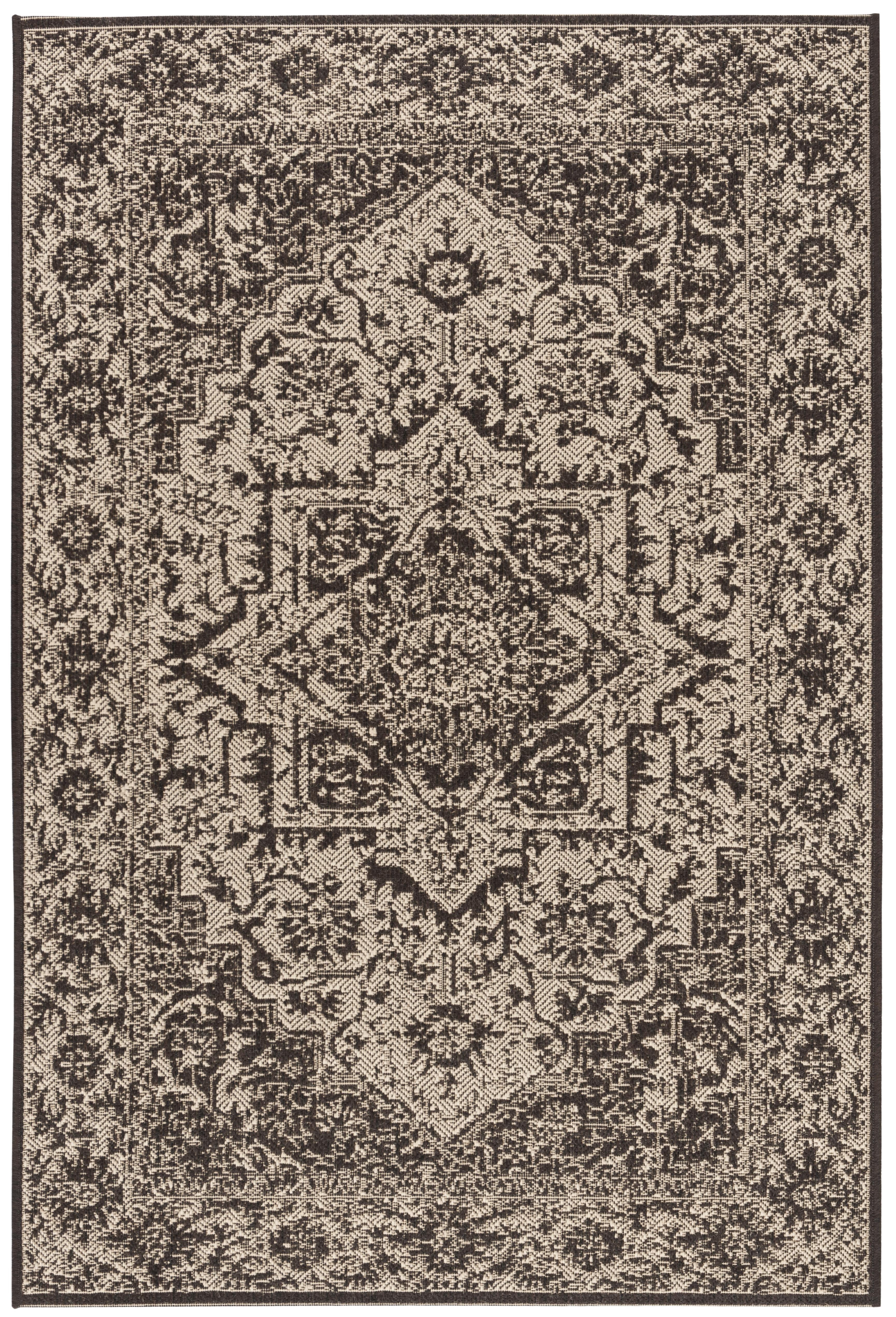 SAFAVIEH Beach House Kestrel Medallion Indoor/Outdoor Area Rug, Cream/Brown, 3' x 5'