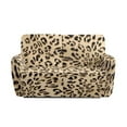 thumbnail image 3 of Xoenoiee Brown Leopard Print 2 Seater Sofa Covers, Soft Washable Recliner Sofa Chair Covers, 6-Piece Velvet Stretch Reclining Couch Covers, with Side Pockets, 3 of 6