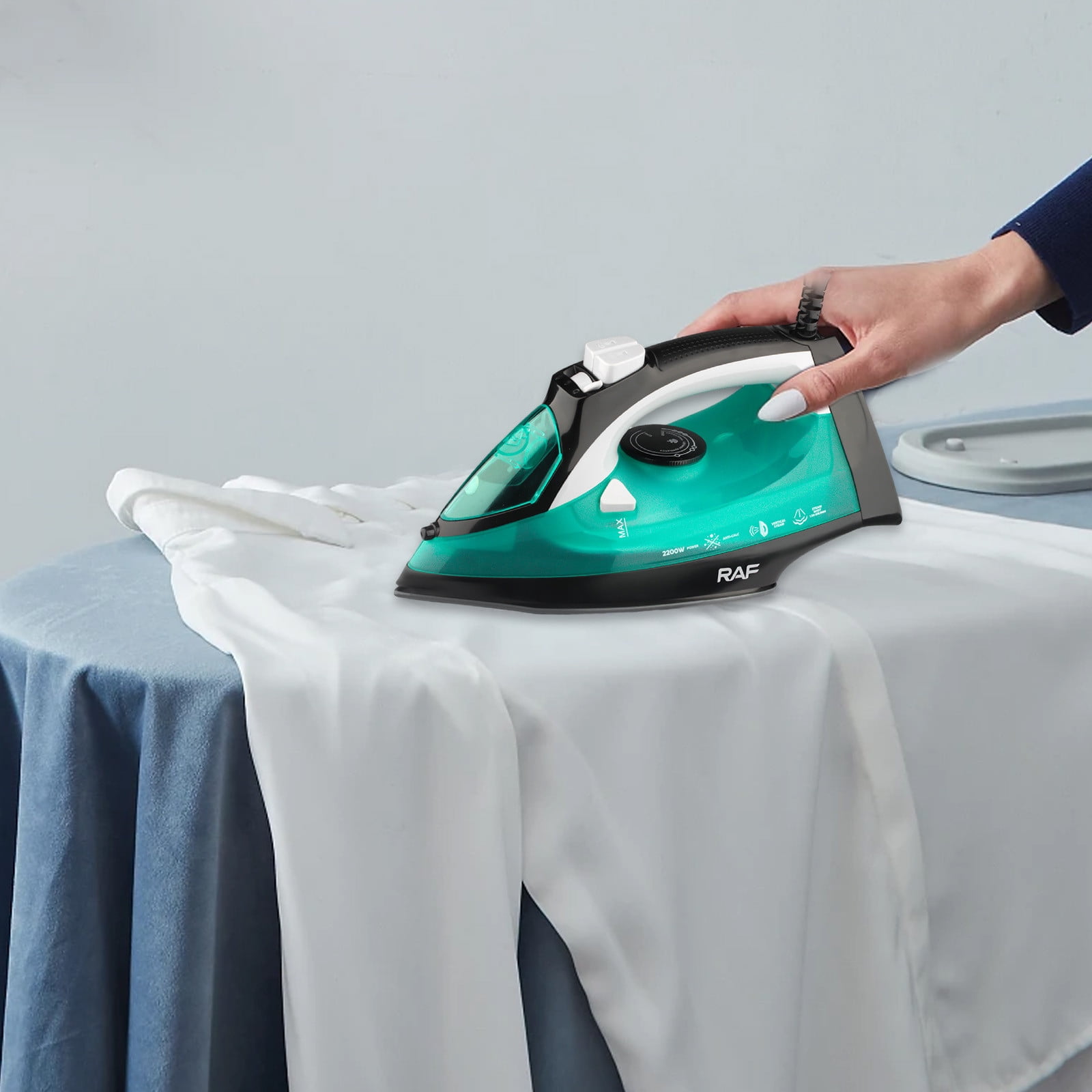 Gnmfd Expertise 2200W Steam Iron for Clothes Fast Even Heat Nonstick Soleplate Scratch Resistant Comfort Grip True Position Steam Holes for Efficient Wrinkle Removal Cotton Wool Silk Linen Home Use