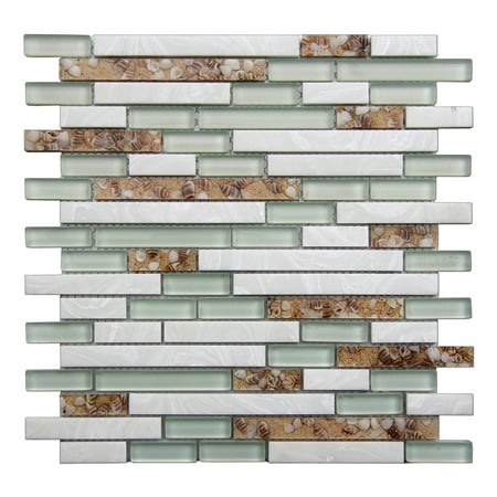 Decorative Glass Tile Geniune Shell and Conch Mosaic Tile for Kitchen Backsplashes (5