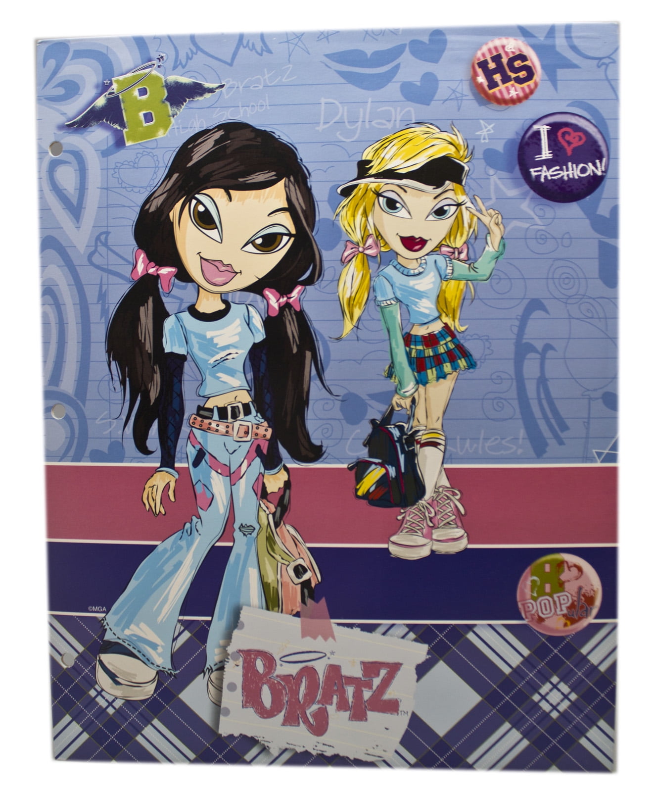 Bratz High School Hipsters Blue/Pink Colored Homework Folder - Walmart ...
