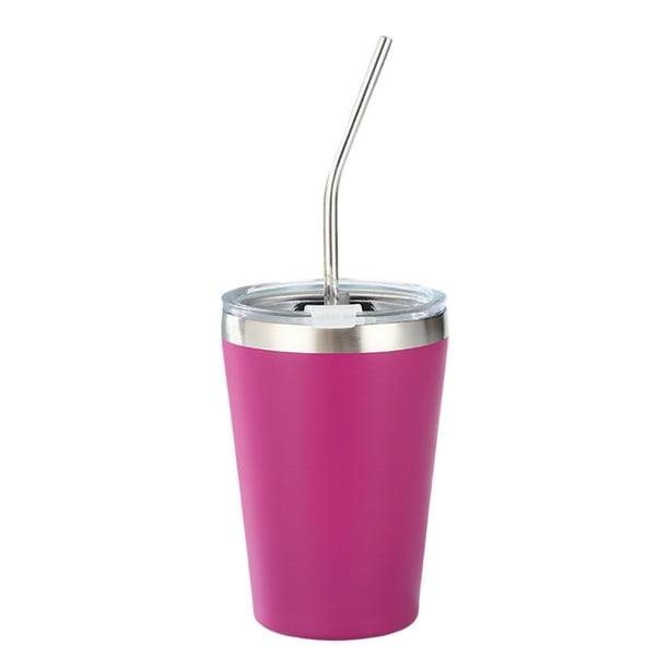 Vasos de acero inoxidable para niños con tapas a prueba de derrames, pajitas y fundas de silicona, 12 oz, sin BPA, aislados, para bebidas frías y calientes