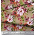 thumbnail image 3 of Soimoi Brown polyester Crepe Fabric Leaves & Peony Floral Fabric Prints By Yard 52 Inch Wide, 3 of 3