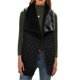 thumbnail image 1 of Women Turn Down Collar Fleece Stitching Medium Vest Loose Open Front Pure Color Vest Sleeveless Midi Casual Pockets Coat Black L, 1 of 3