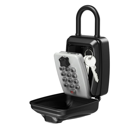 Key Safe Box Outdoor Key Safety Box 9-Digit Push-Button Combination Lock Outdoor Key Storage Box Resettable Code Key Box Waterproof Safe Deposit