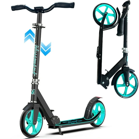 Foldable Scooter -200mm Big Wheels 4 Levels Height Adjustable for Kid, Teens  - Unisex, Black