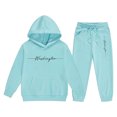 thumbnail image 3 of Girls Winter Warm Pullover Hoodie with Pants, 2 Piece Tracksuit Set, Cute New York Letter Print Jogger Sweatpants, Kids Casual Lounge Outfit 2-13 Years, 3 of 4