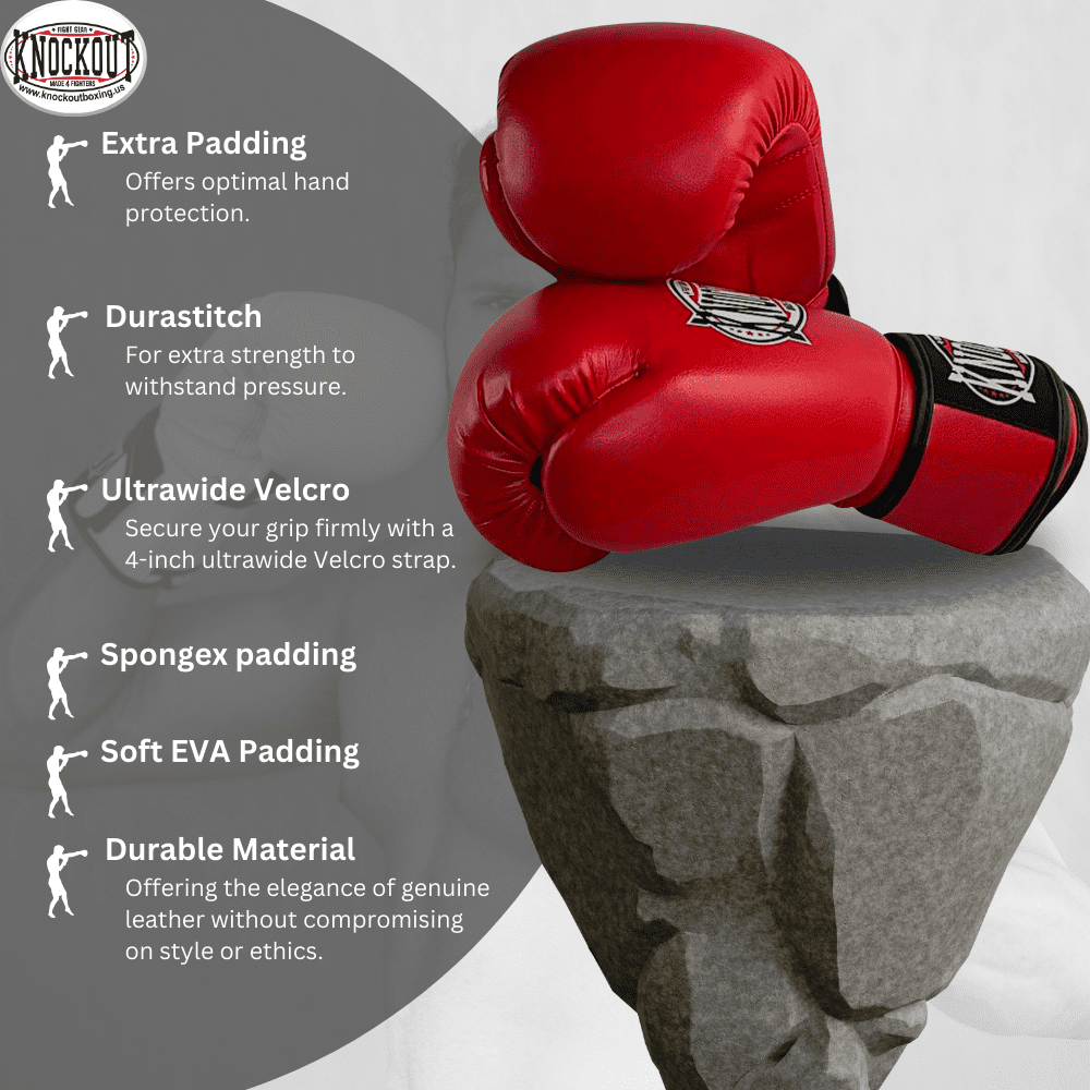 Knockout Boxing Gloves for Men Women, Muay Thai MMA Kickboxing Home Gym Training, Sparing Gloves Pair with Premium Ventilated Palm