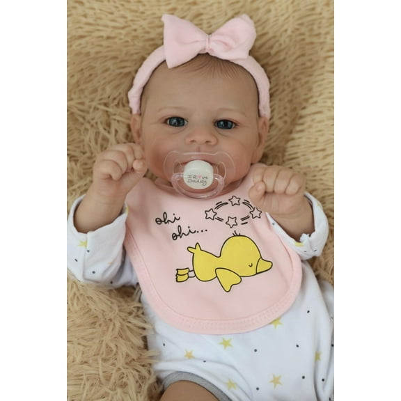 SCOM Realistic Reborn Baby Dolls - 17 Inch Handmade Silicone Newborn Baby with Lifelike Features & Soft Cloth Body, Real Like Doll Gift for Kids 3+ C70