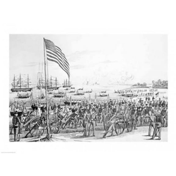 Landing of The Troops at Vera Cruz Mexico Poster Print - 36 x 24 in. - Large